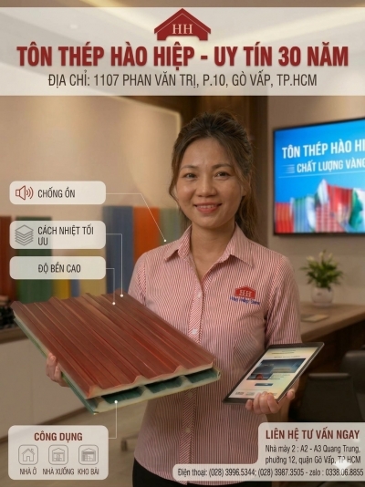 Tôn Cách âm - Cách nhiệt PU 5 sóng